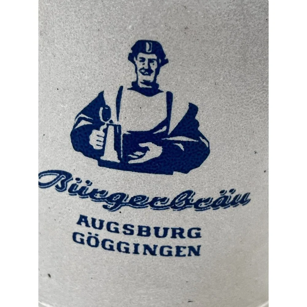 Vintage Bürgerbräu Augsburg Göggingen Stoneware Beer Mug Tankard With Handle 0.5